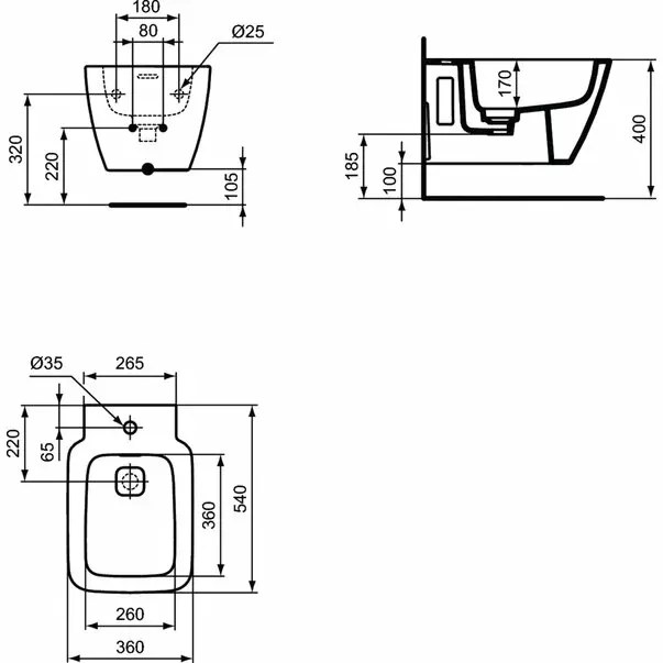 Bideu suspendat Ideal Standard Strada II