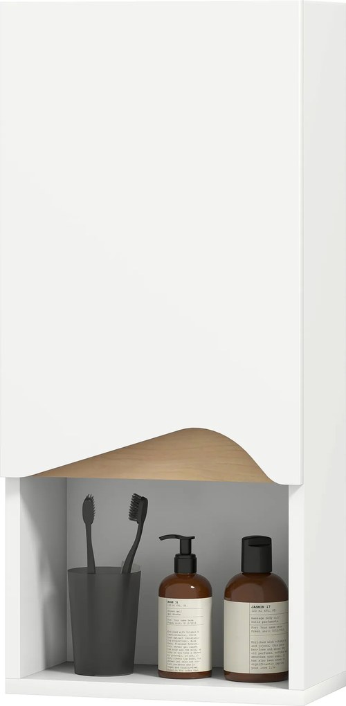 HOMCOM Dulap de baie de perete cu ușă cu închidere silențioasă și compartiment deschis 30 x 17 x 67 cm Alb | Aosom Romania