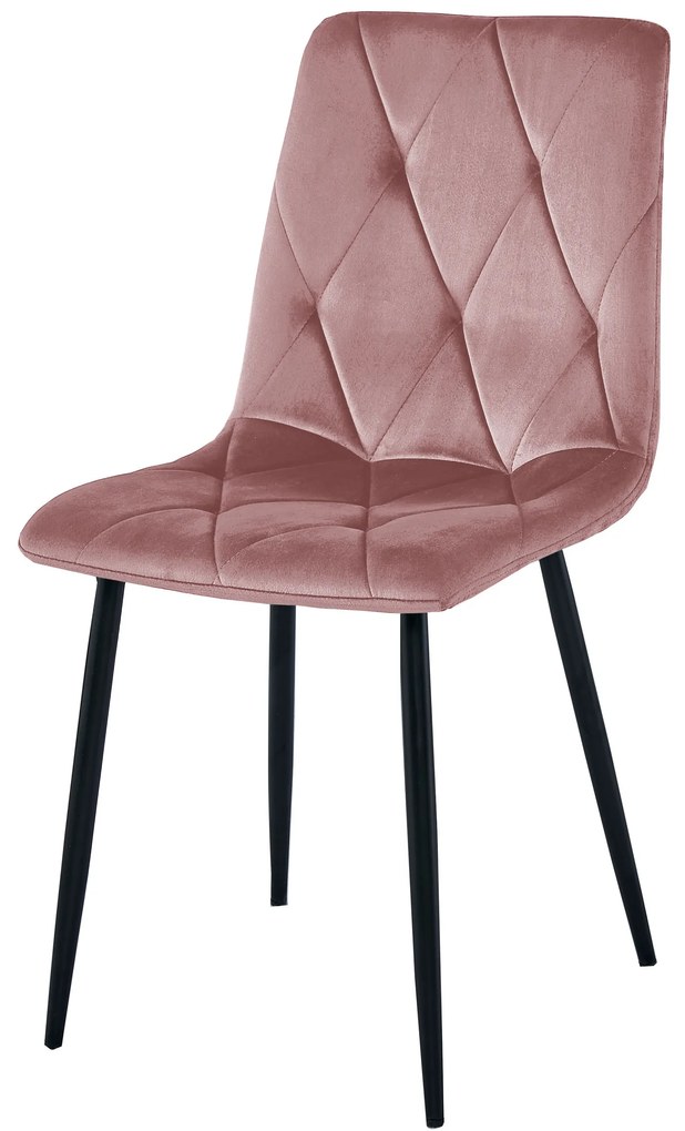 Roz scaun bucatarie LIBRA din catifea cu picioare negre