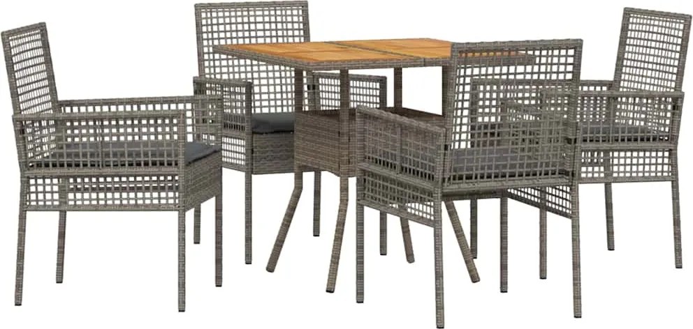 vidaXL Set de masă pentru grădină 5 pcs Gri poliratan