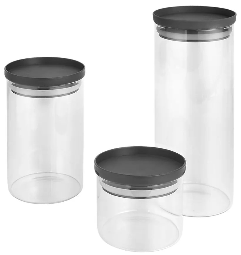 Recipiente 3 buc. din sticlă pentru alimente – Metaltex