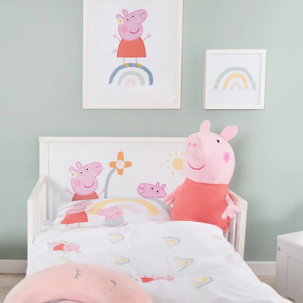 Lenjerie de pat pentru copii din bumbac pentru pătuț 100x135 cm Peppa Pig – Roba