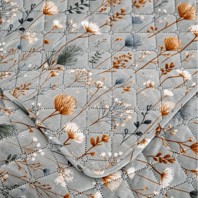 Cuvertura de pat BOTANIC FIELD, gri Dimensiune: 220 x 240 cm