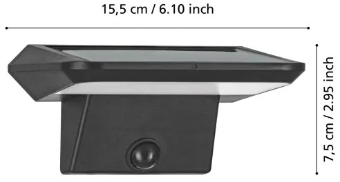 Eglo 48944 - Aplica solară de perete LED cu senzor PORRASSA LED/20W/3,7V IP44