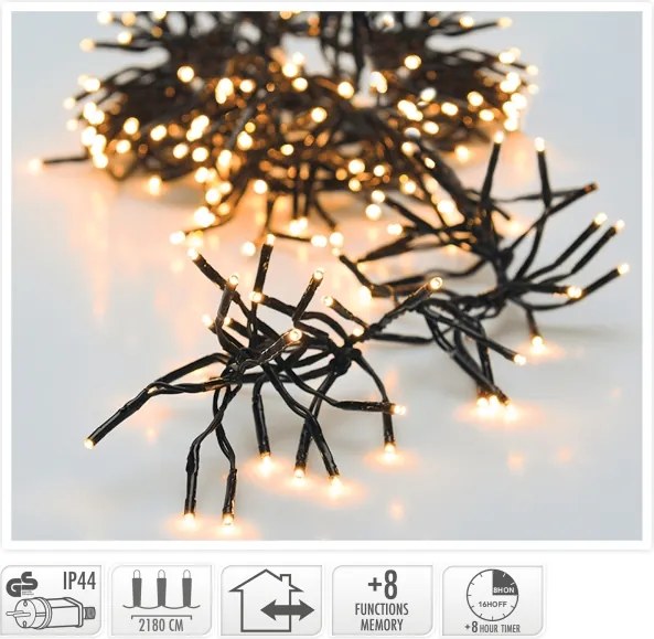 Ghirlandă de Crăciun LED pentru exterior 3000xLED/230V/8 funcții 24,8 m IP44 alb cald