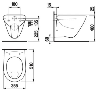 JIKA H8202280000001 - Vas WC suspendat PROFI, ceramică albă