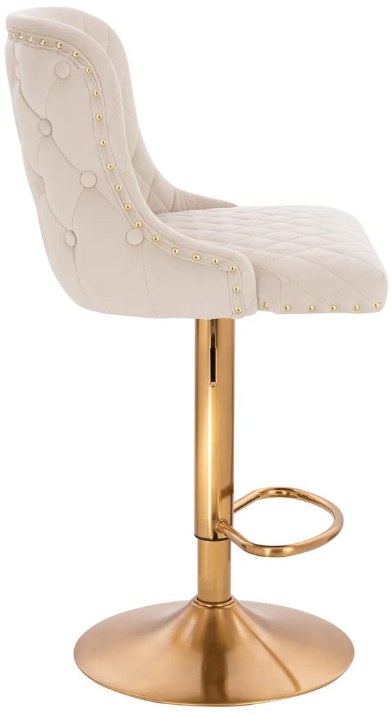 HR940W Scaun Crem din Catifea cu Bază Aurie