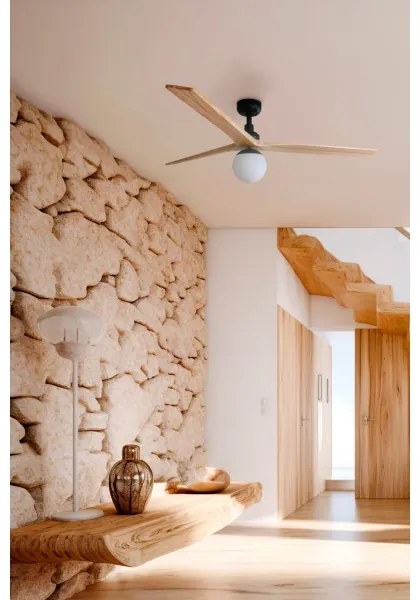 FARO 34283WT-11L+Ventilator KLIMM 1xE27/15W/230V pin/negru Ø125 cm WT+DO