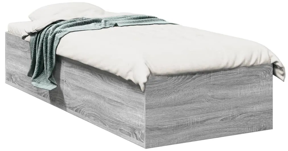 vidaXL Cadru de pat, gri sonoma, 90x200 cm, lemn prelucrat