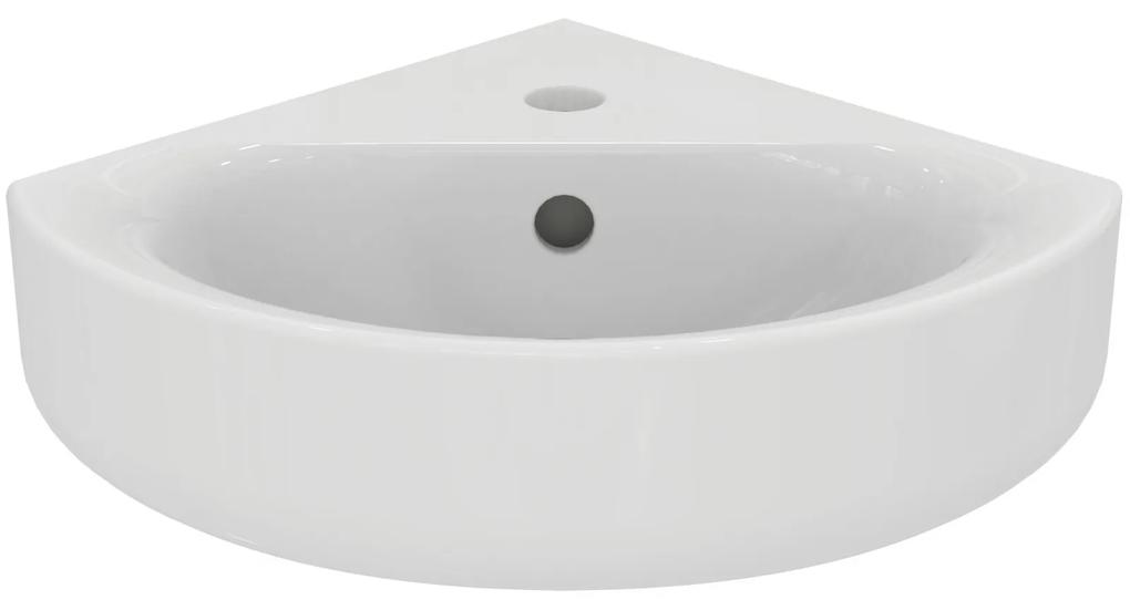 Lavoar baie pe colt alb 48 cm, orificiu baterie si preaplin, Ideal Standard Connect Space