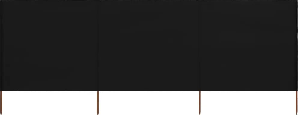 vidaXL Paravan anti-vânt cu 3 panouri, negru, 400 x 160 cm, textil
