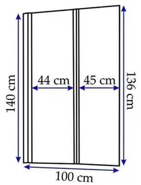 Paravan de cada pliabil Rea Agat-2 crom 100x140 cm mobil