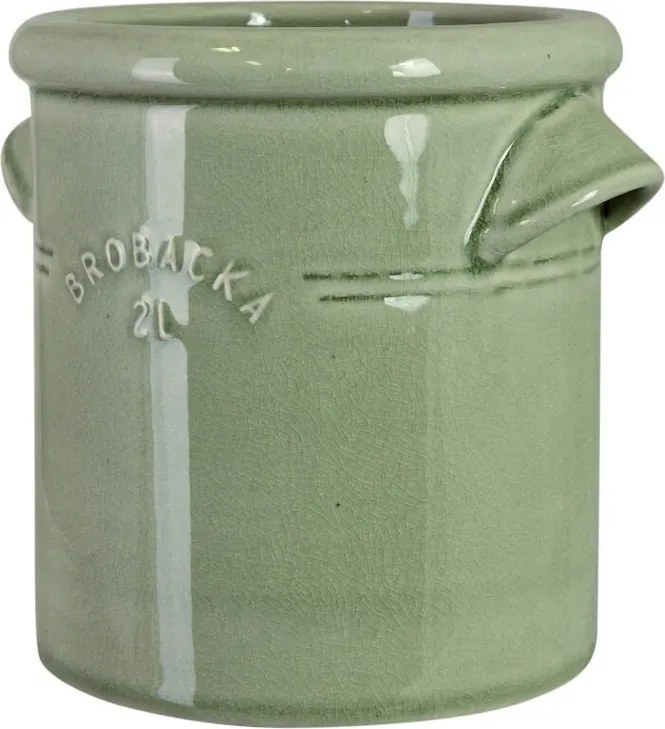 Ghiveci din ceramică glazurată manual 2L verde deschis, „Brobacka"