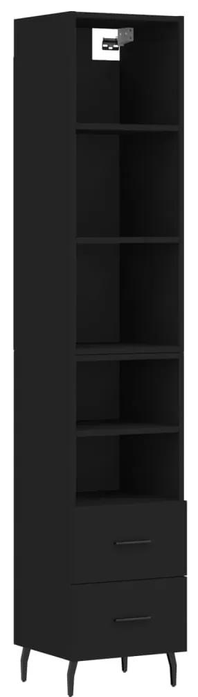 3189782 vidaXL Dulap înalt, negru, 34,5x34x180 cm, lemn prelucrat