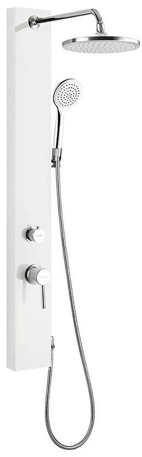 Aqualine - Set de duș cu baterie FIGA alb/crom lucios