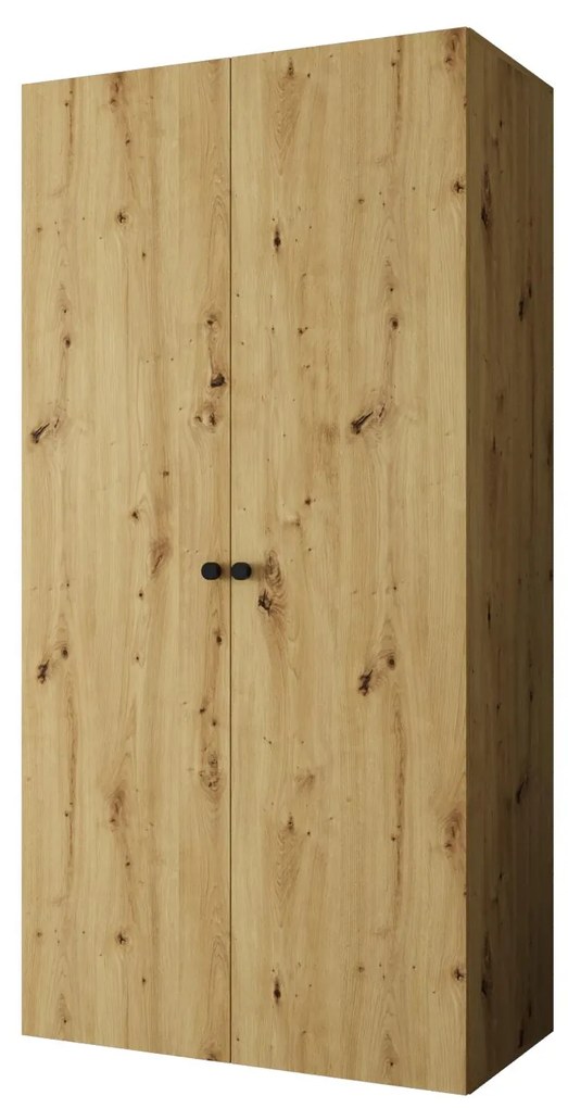 Dulap de haine 100 cm Parna 1 (Stejar artisan + Negru). 1125855