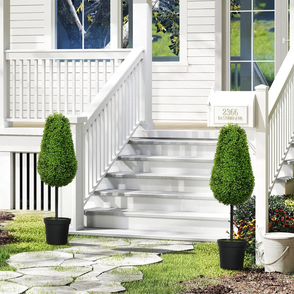 HOMCOM 2 bucăți Plante Artificiale de Buchet 90cm Plante Artificiale în formă de lacrimă, Plante Artificiale din Plastic în ghiveci pentru Decorare Modernă | Aosom Romania