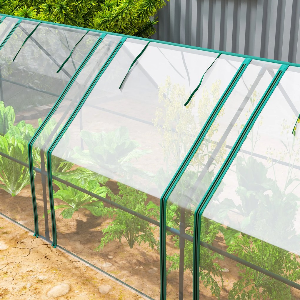 Outsunny Mini Seră Portabilă Tunel pentru Plante și Flori cu Uși Rulabile cu Fermoar, Transparentă | Aosom Romania