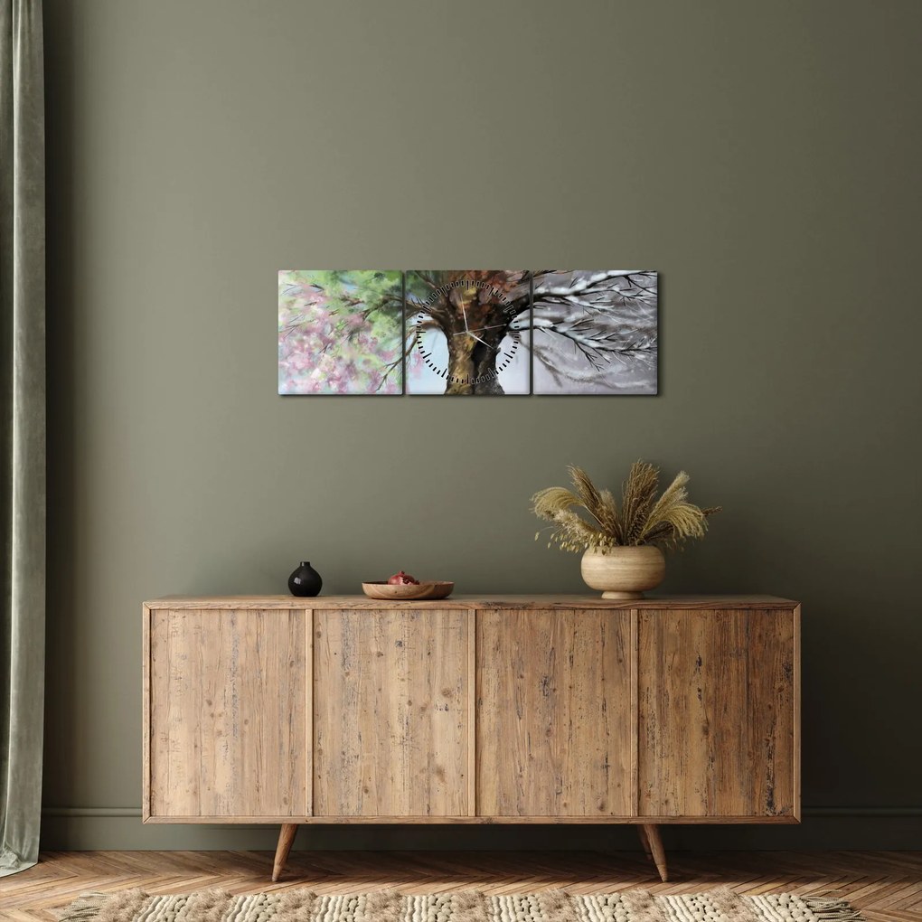 Tablou - Arborele celor patru anotimpuri (cu ceas) (90x30 cm)
