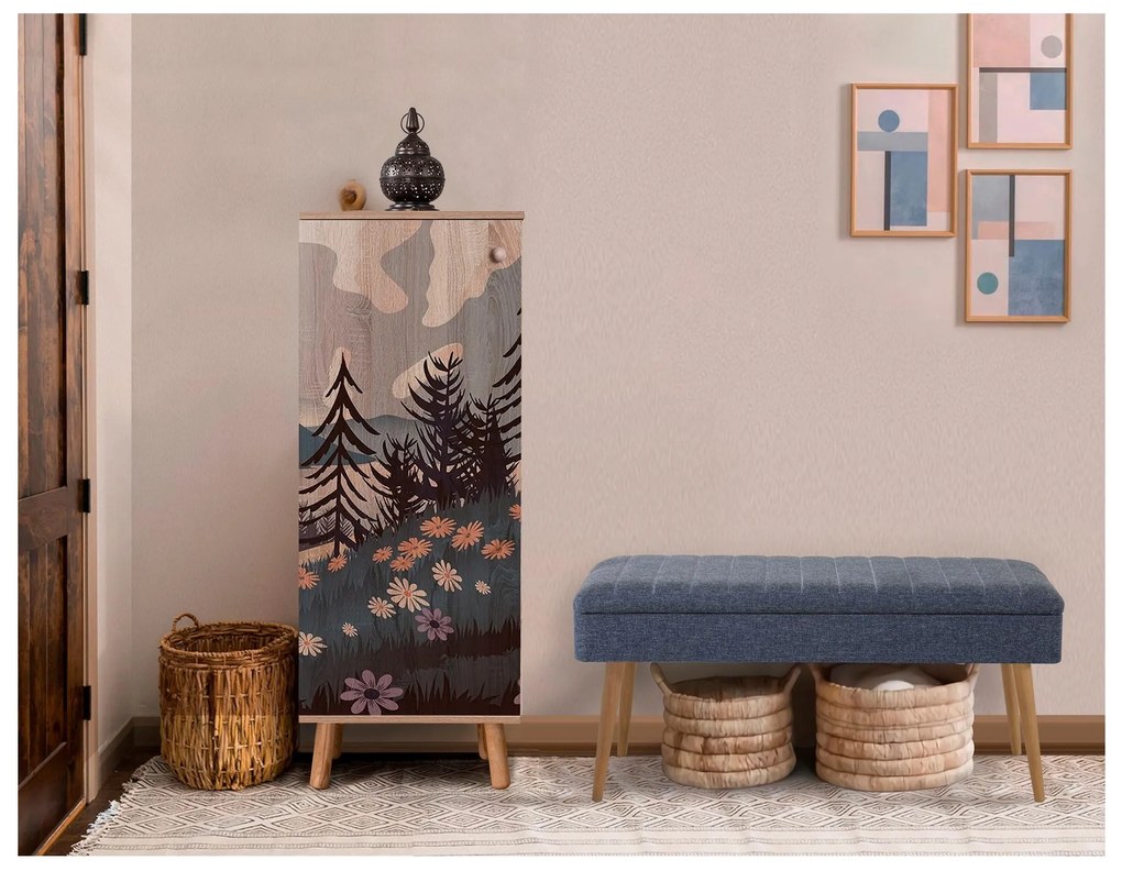 Mobilier Hol Beside 35 (stejar sonoma + albastru închis) . 1094000