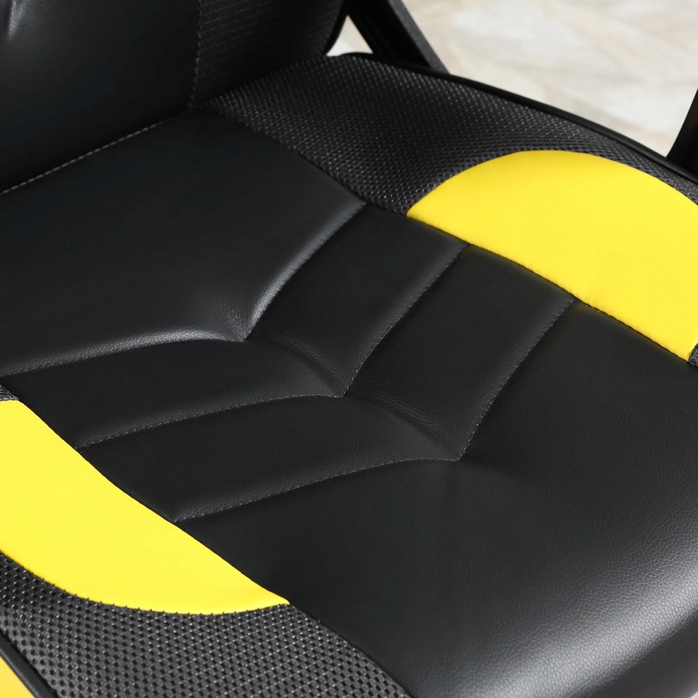 Vinsetto Scaun de Gaming Ergonomic Rotativ cu Roți din Piele Ecologică Negru și Galben Înălțime Ajustabilă | Aosom Romania