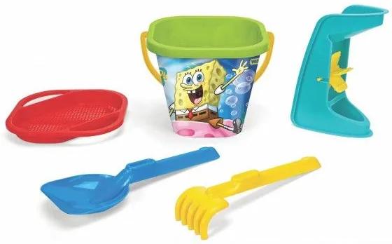Set nisip 5 buc Sponge Bob plastic 3 tipuri într-o plasă