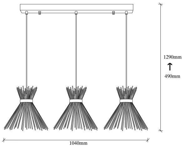 Lustră pe cablu KIRPI 3xE27/40W/230V aurie