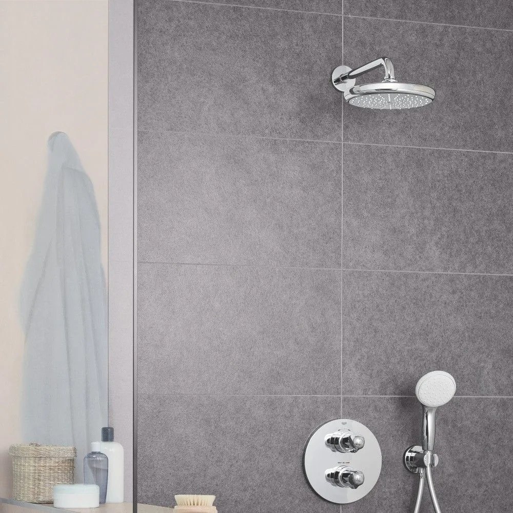 Palarie dus fix Grohe Tempesta 210, O21 cm cu brat, montaj pe perete