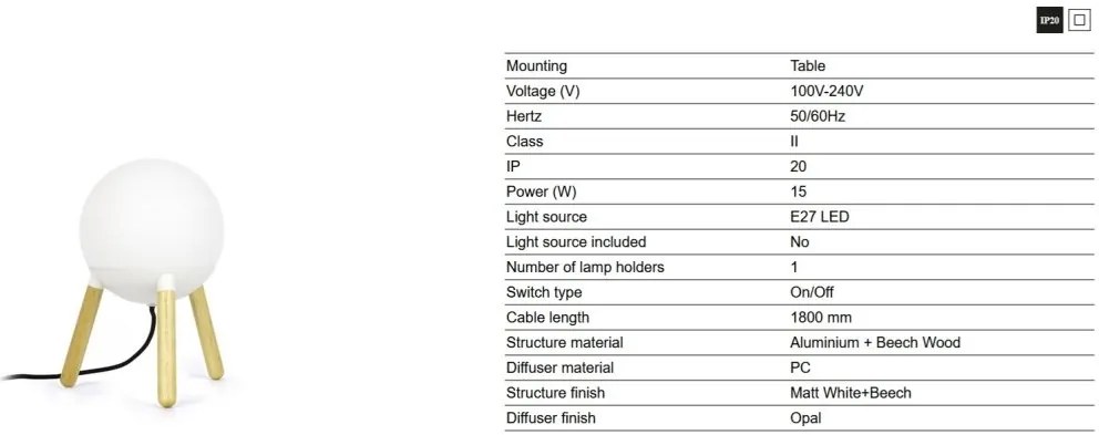 Lampa de masa stil minimalist MINE PC alba