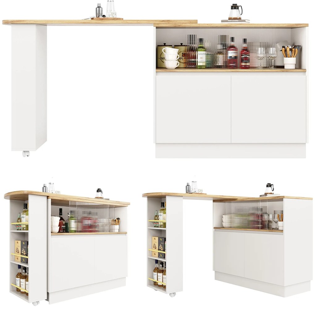 360° Masă de bar rotativă, Alb | Aosom Romania