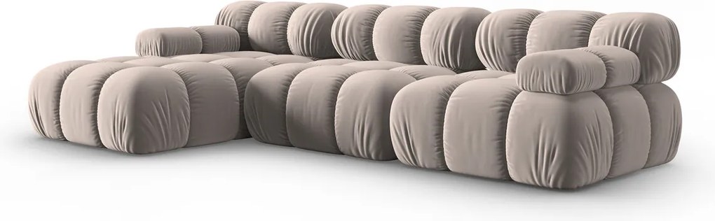 Coltar modular stanga 4 locuri, Bellis, Micadoni Home, BL, 282x155x70 cm, catifea, bej
