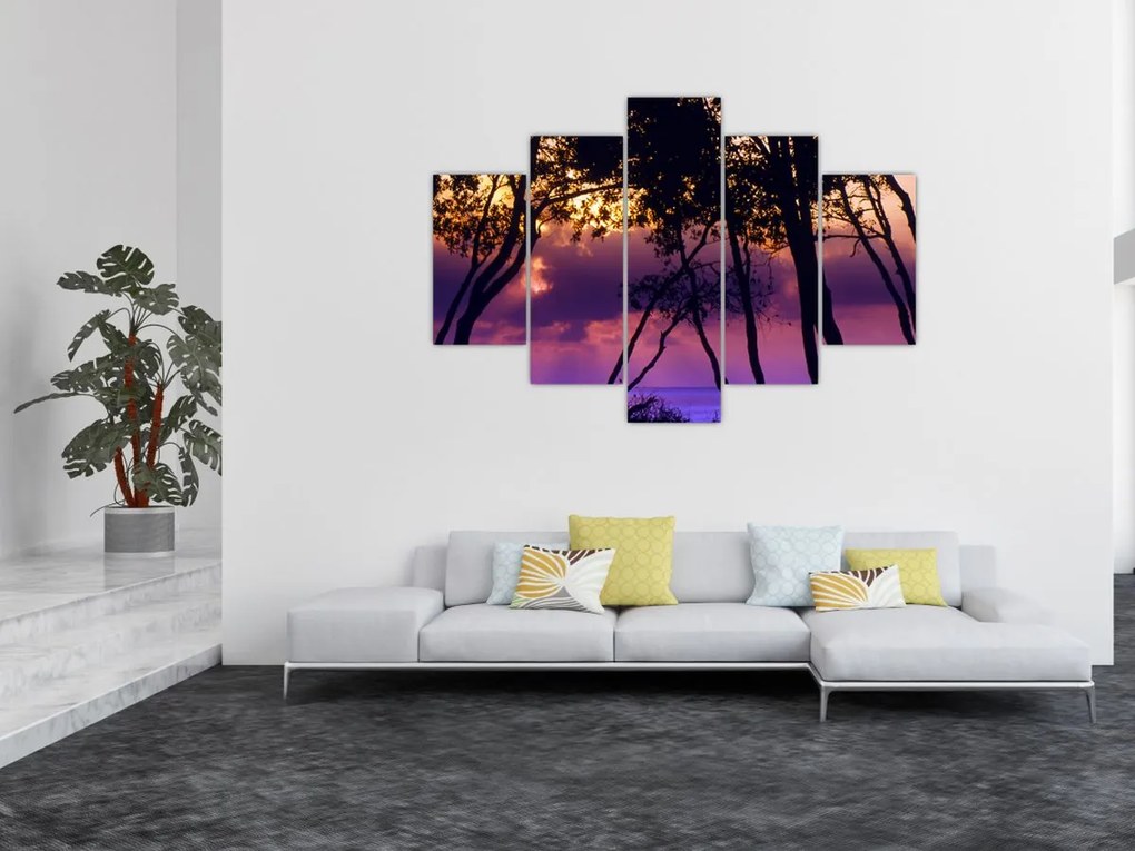 Tablou - Copaci la apus de soare (150x105 cm)