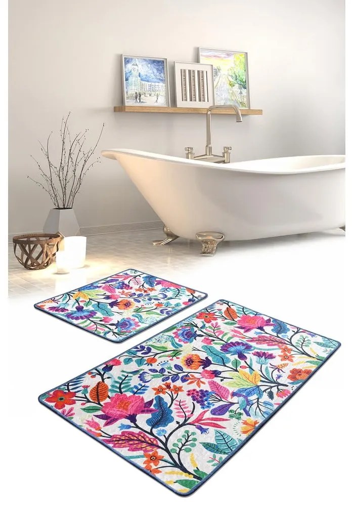 Set 2 covorașe dreptunghiulare de baie Foutastic Wild Garden