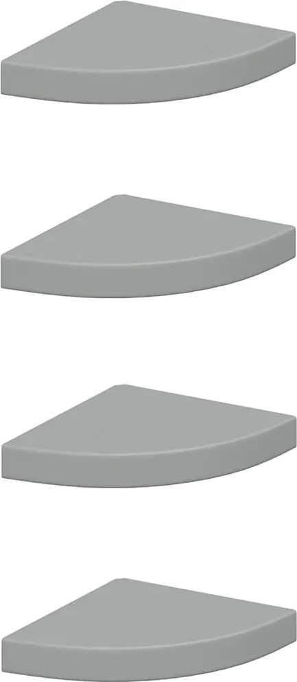 vidaXL Rafturi colțar de perete, 4 buc., gri, 25 x 25 x 3,8 cm, MDF