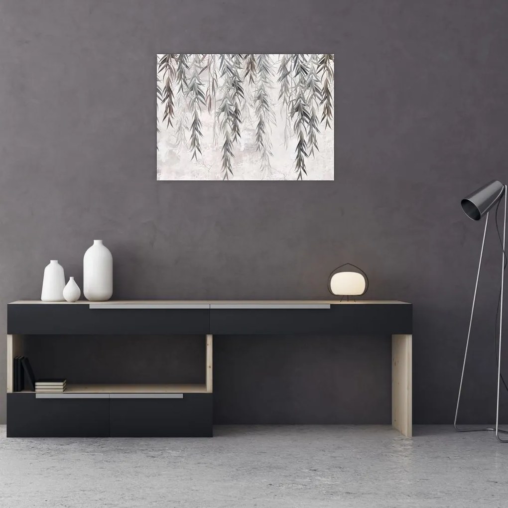 Tablou - Crenguțe de salcie, tencuiala gri (70x50 cm)