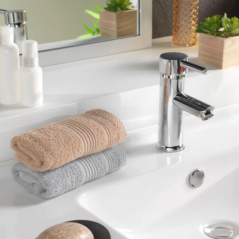 Prosop maro deschis din bumbac din frotir 30x50 cm Tendresse – douceur d'intérieur