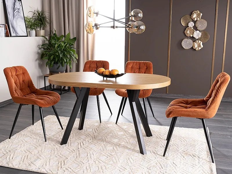 Masă de sufragerie extensibilă 140-272 cm Daphne (stejar + negru) (pentru 8 și mai multe persoane). 1050109