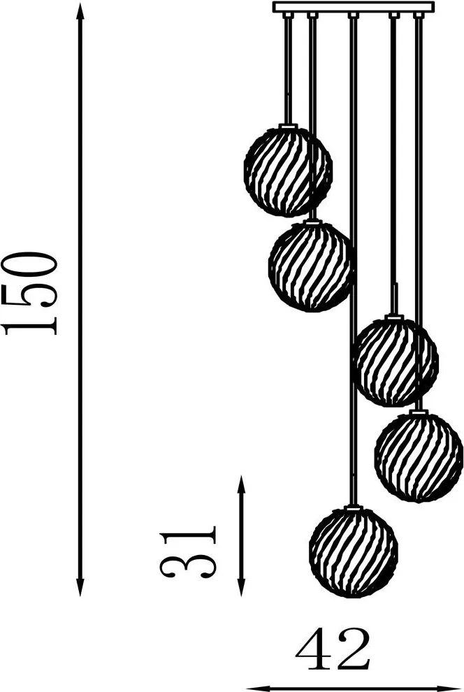 Lustra cu 5 pendule sticla colorata Whirl