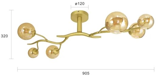 Lustră LED aplicată Brilagi MISTEL 6xG9/3W/230V auriu
