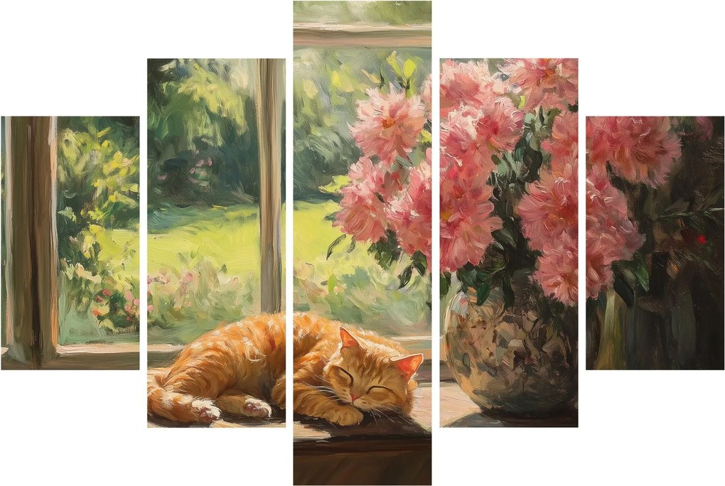 Tablou - Pisică la fereastră (150x105 cm)