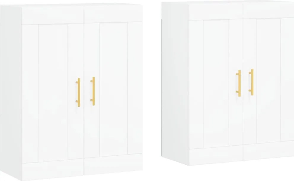 vidaXL Dulapuri montate pe perete, 2 buc, alb, lemn prelucrat