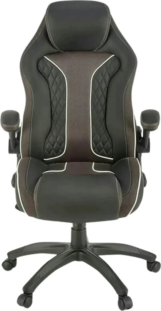 Scaun de birou HAMLET, negru/gri, piele ecologica, 65x70x117 cm