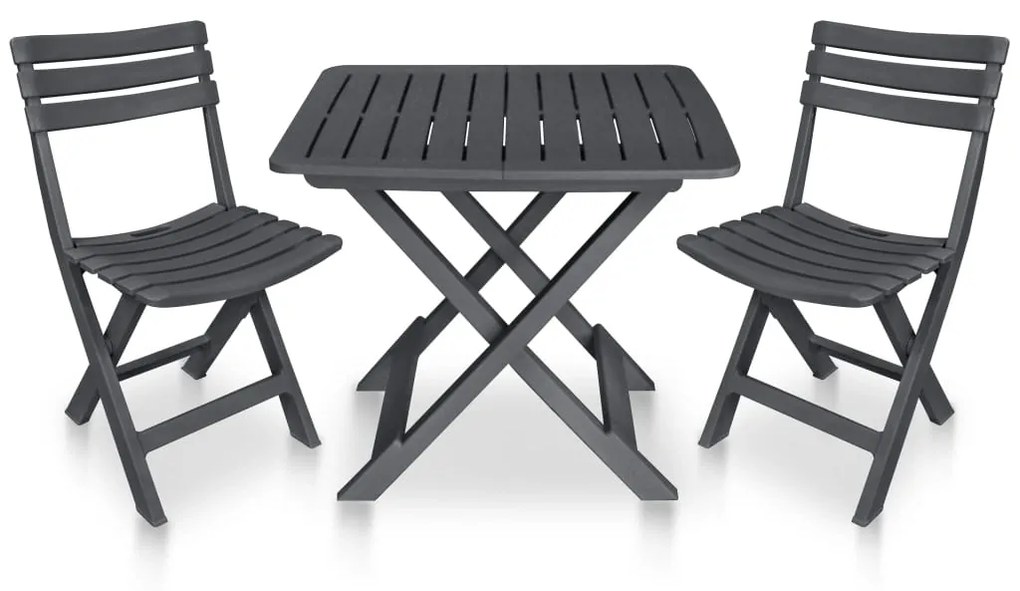 48753 vidaXL Set mobilier de bistro pliabil, 3 piese, antracit, plastic