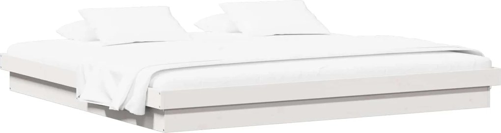 vidaXL Cadru de pat Alb 200 x 200 cm Lemn de pin masiv