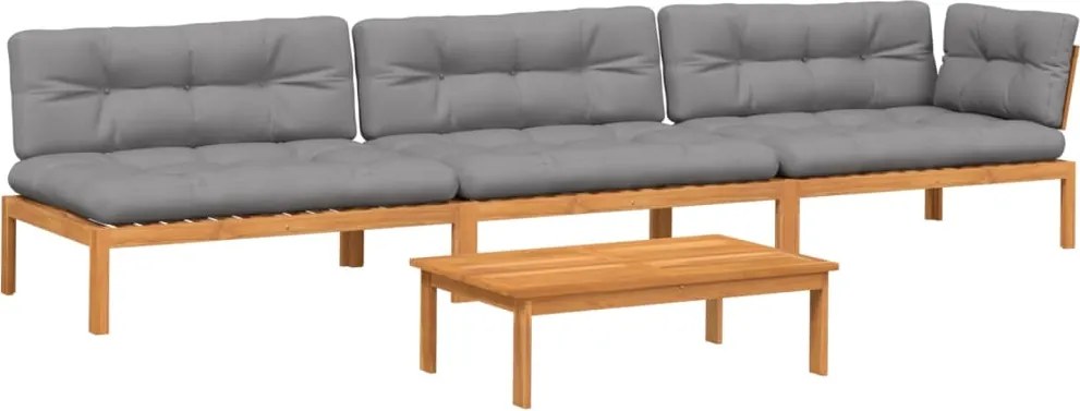 vidaXL Set canapele de grădină cu perne din paleți 4 piese lemn acacia