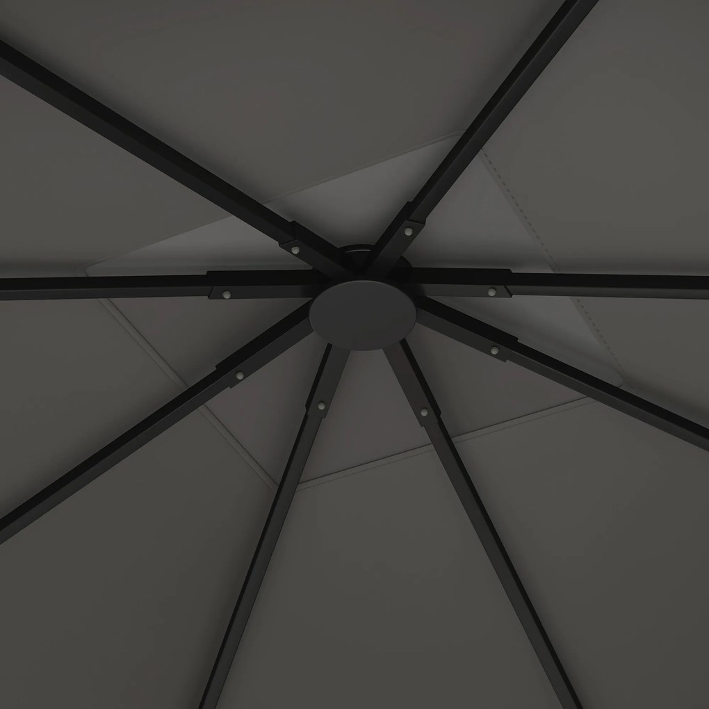 Outsunny Husă de schimb pentru pavilion 3 x 3 m, rezistentă la apă, acoperiș pavilion UPF30+, husă de schimb din țesătură Oxford 370 g/m², Gri | Aosom Romania