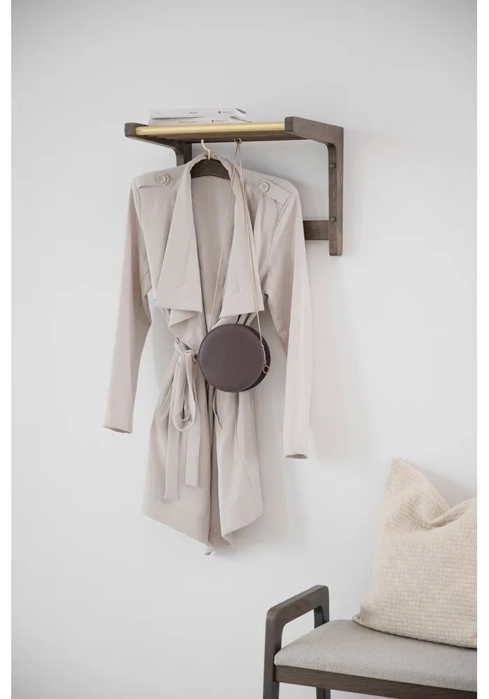 Cuier de perete maro închis din lemn masiv de stejar Inverness - Rowico