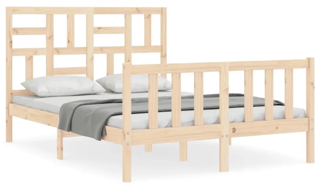 3193046 vidaXL Cadru de pat cu tăblie, dublu mic, lemn masiv