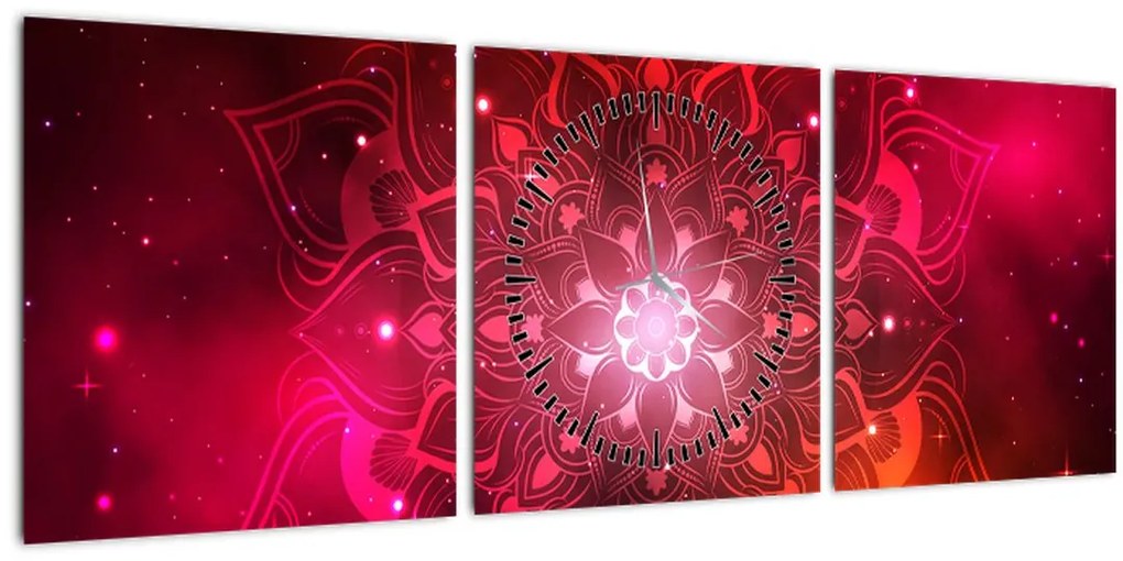 Tablou abstracției roșii (cu ceas) (90x30 cm)