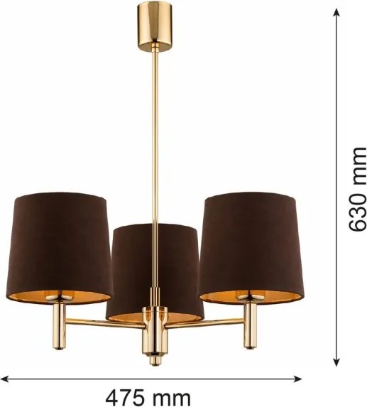 Brilagi - Lustru cu tijă MONTE 3xE27/60W/230V maro/auriu